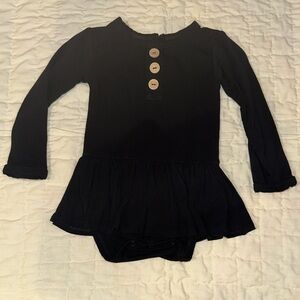 Little Bums Bums 6-12 month Black Long Sleeve bodysuit with Button Accents